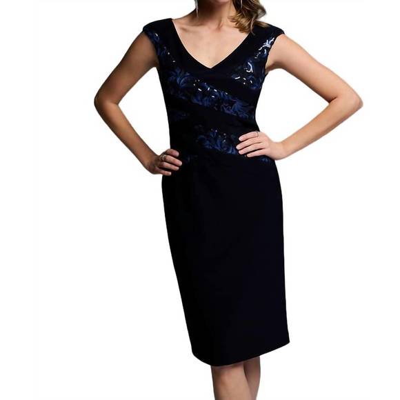 NEW JOSEPH RIBKOFF sequin appliqu√© dress in black - Picture 1 of 5